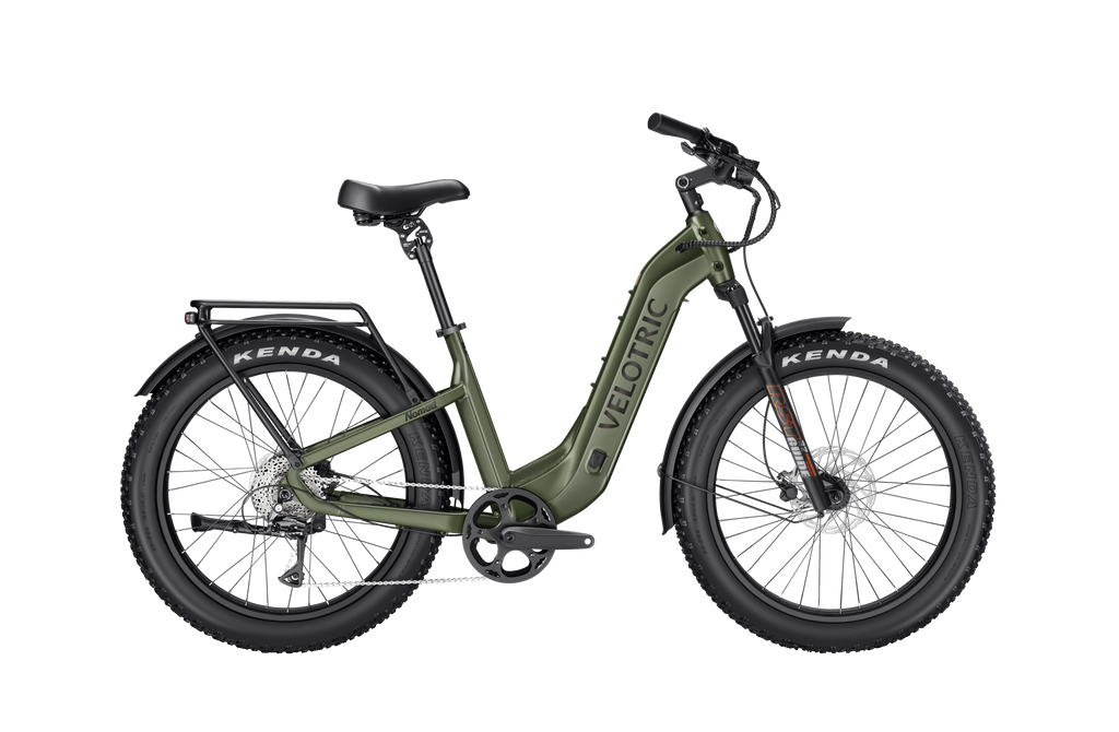 Velotric Nomad 2 Fat Tire Step-Thru Electric Bike in Olive | Strictly E-Bikes